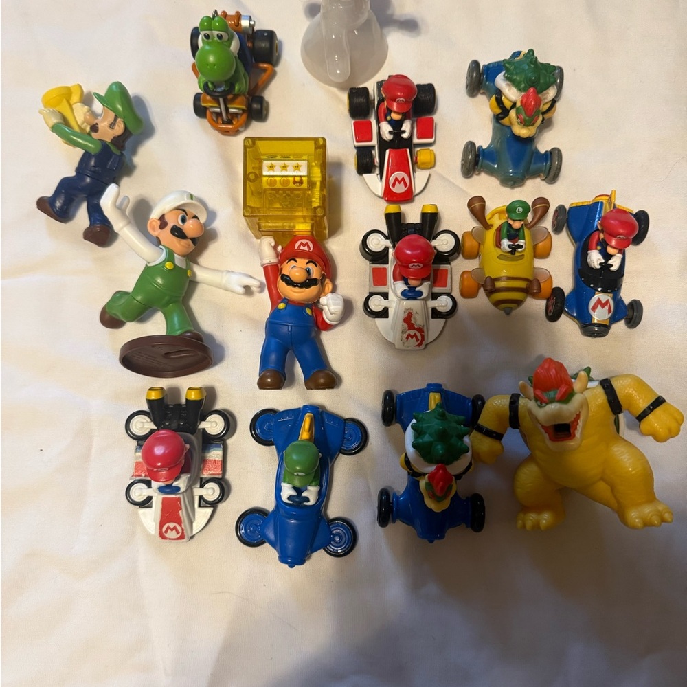 Lot Of 14 Super Mario Toy Figures 1.25" To 4" Includes Hot Wheels